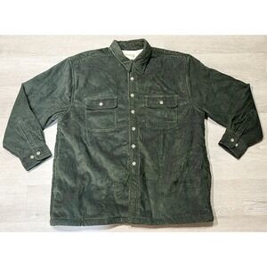 Vintage Fieldmaster Shacket Mens XL Green Corduroy Sherpa Lined Button Up